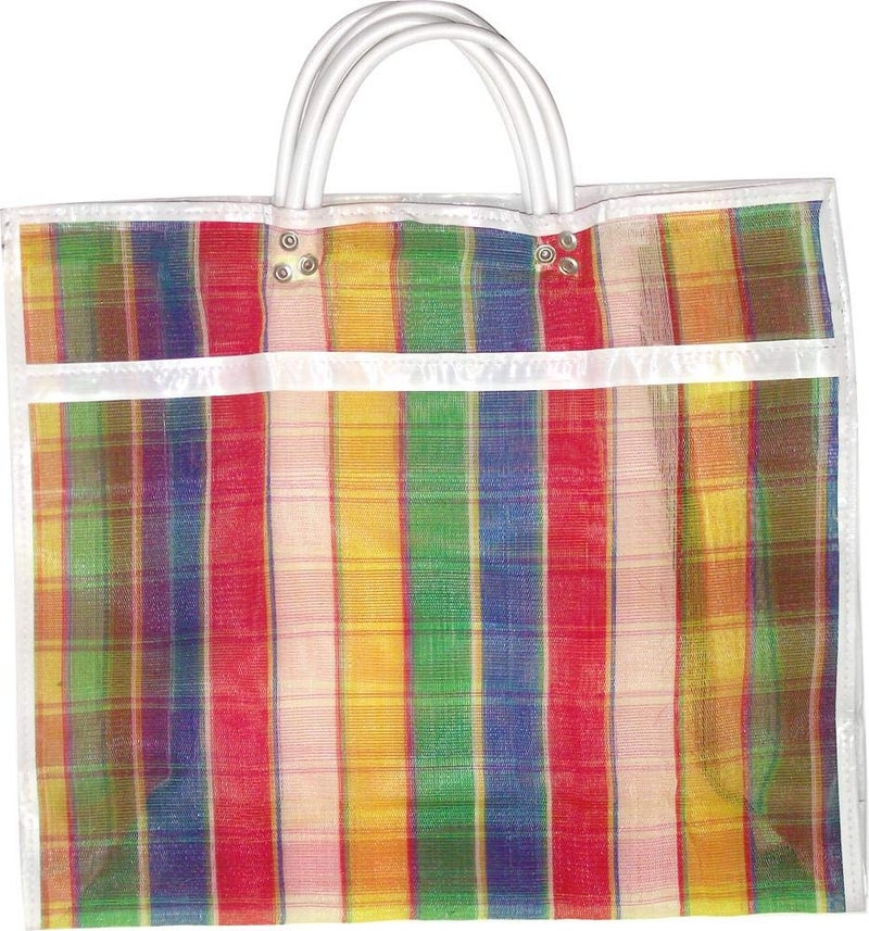 More Fiesta Pack of 3 Large Size Gusseted Mercado Bags - Mexican Tote Market Reusable Grocery Bag, Multipurpose High Thread Mesh Bag with Assorted Colors (13" x 15") - Image 3